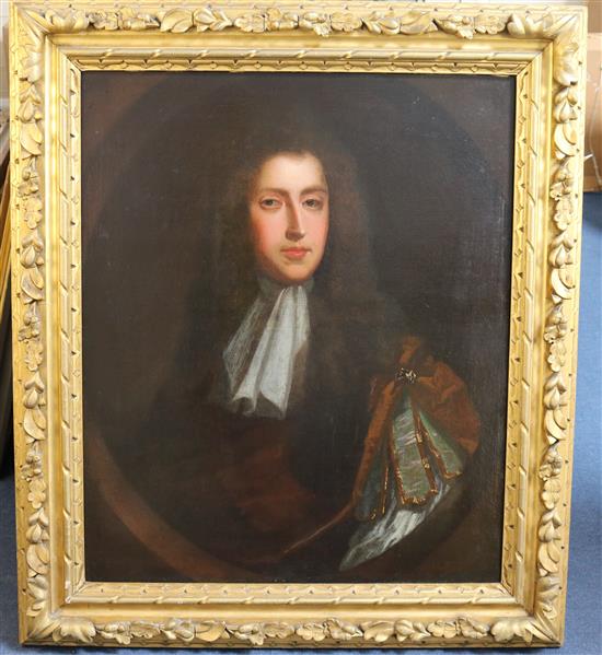 English School (17th Century), oil on canvas, head and shoulder portrait of a gentleman in Roman costume